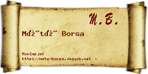 Máté Borsa névjegykártya